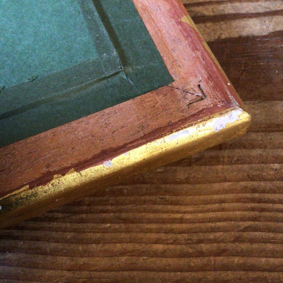 No3994 額装　聖母子　彩飾写本　金額縁　人物画　西洋　インテリア　送料無料