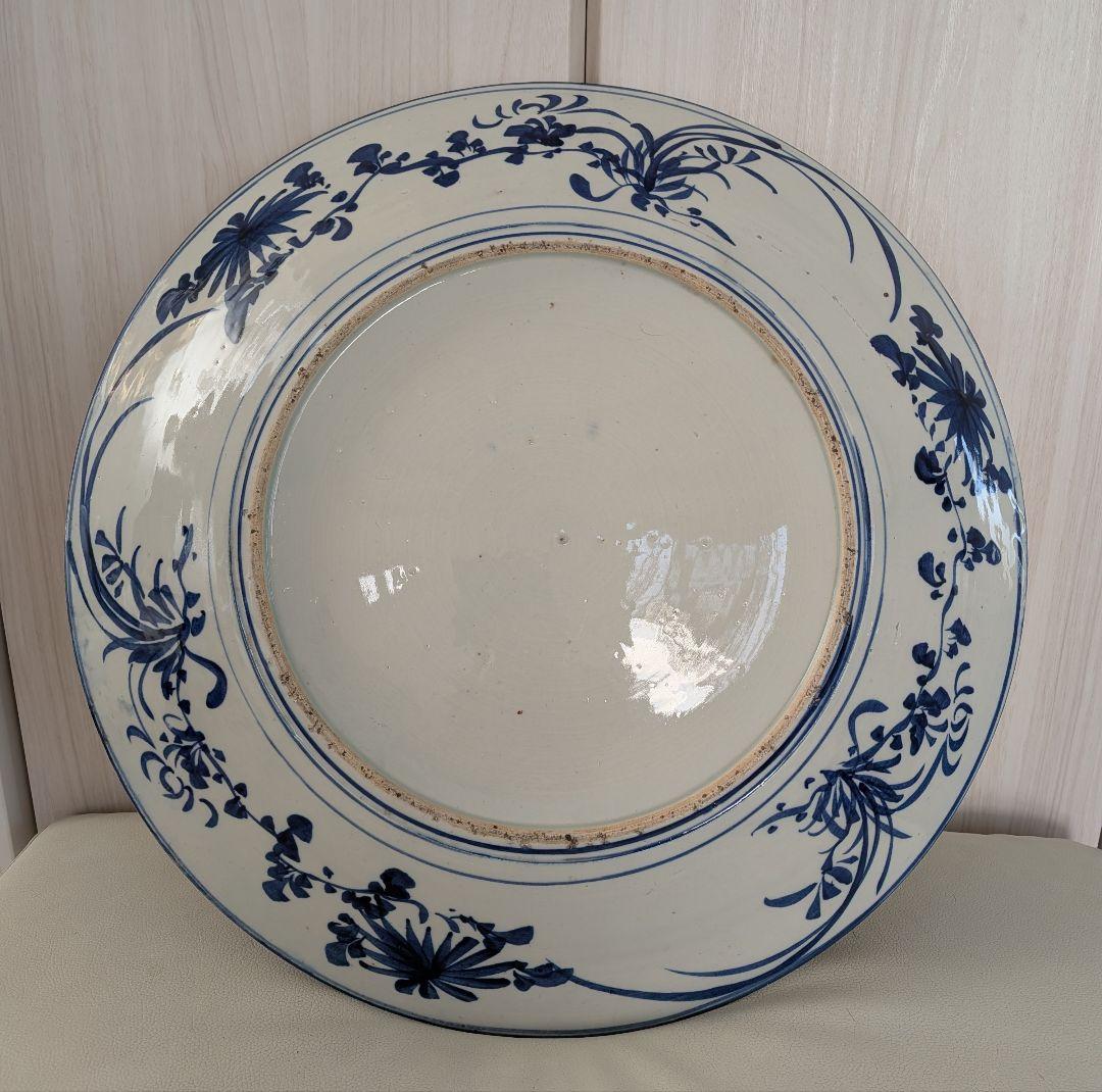 明治期　ベロ藍　山水図　1.5尺　大皿　直径約46cm