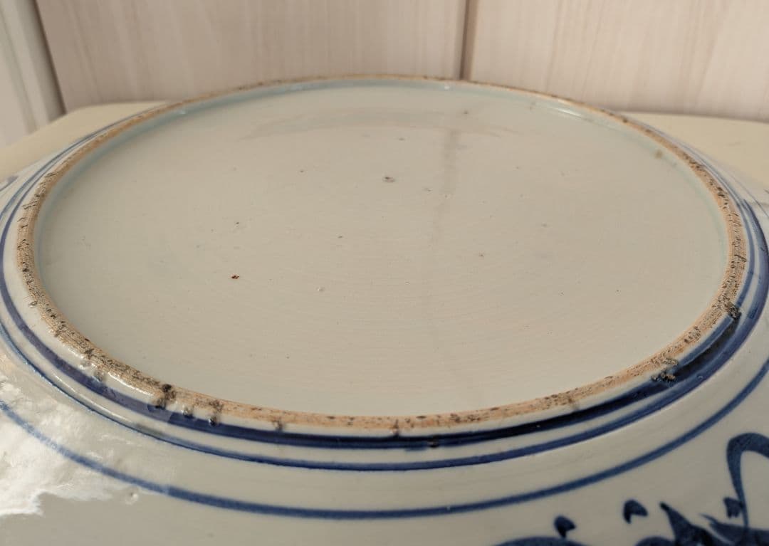 明治期　ベロ藍　山水図　1.5尺　大皿　直径約46cm