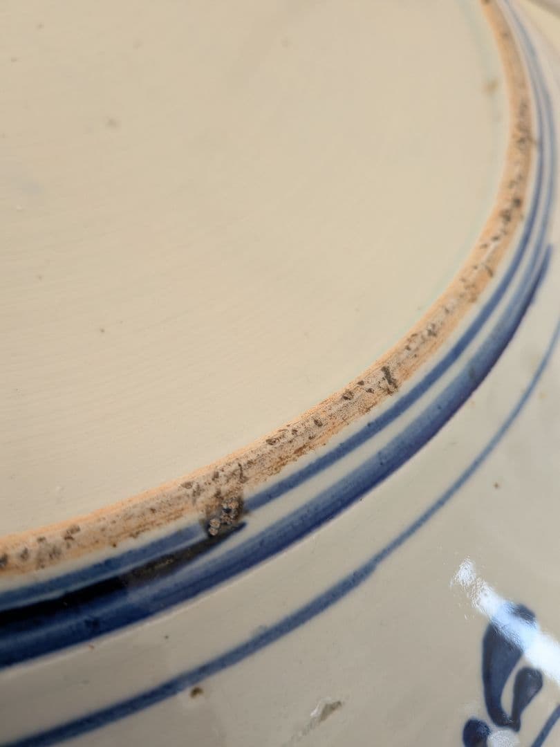 明治期　ベロ藍　山水図　1.5尺　大皿　直径約46cm