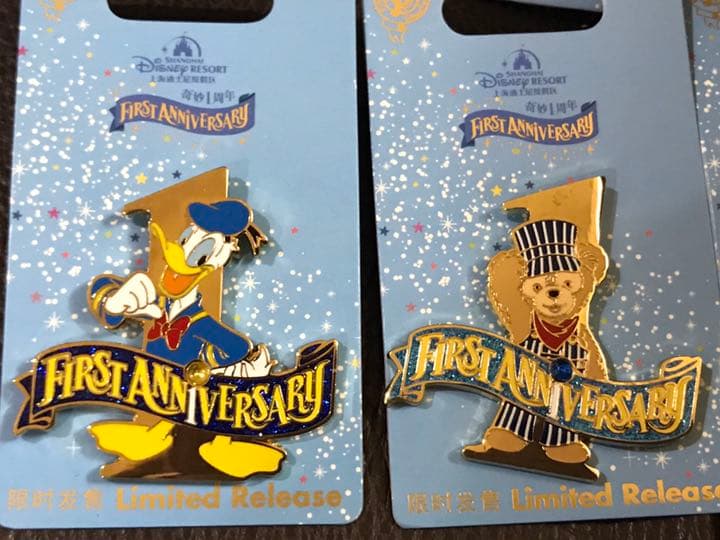 上海ディズニーランド 1周年 ドナルド ミニー ダッフィー ピン ピンバッジ