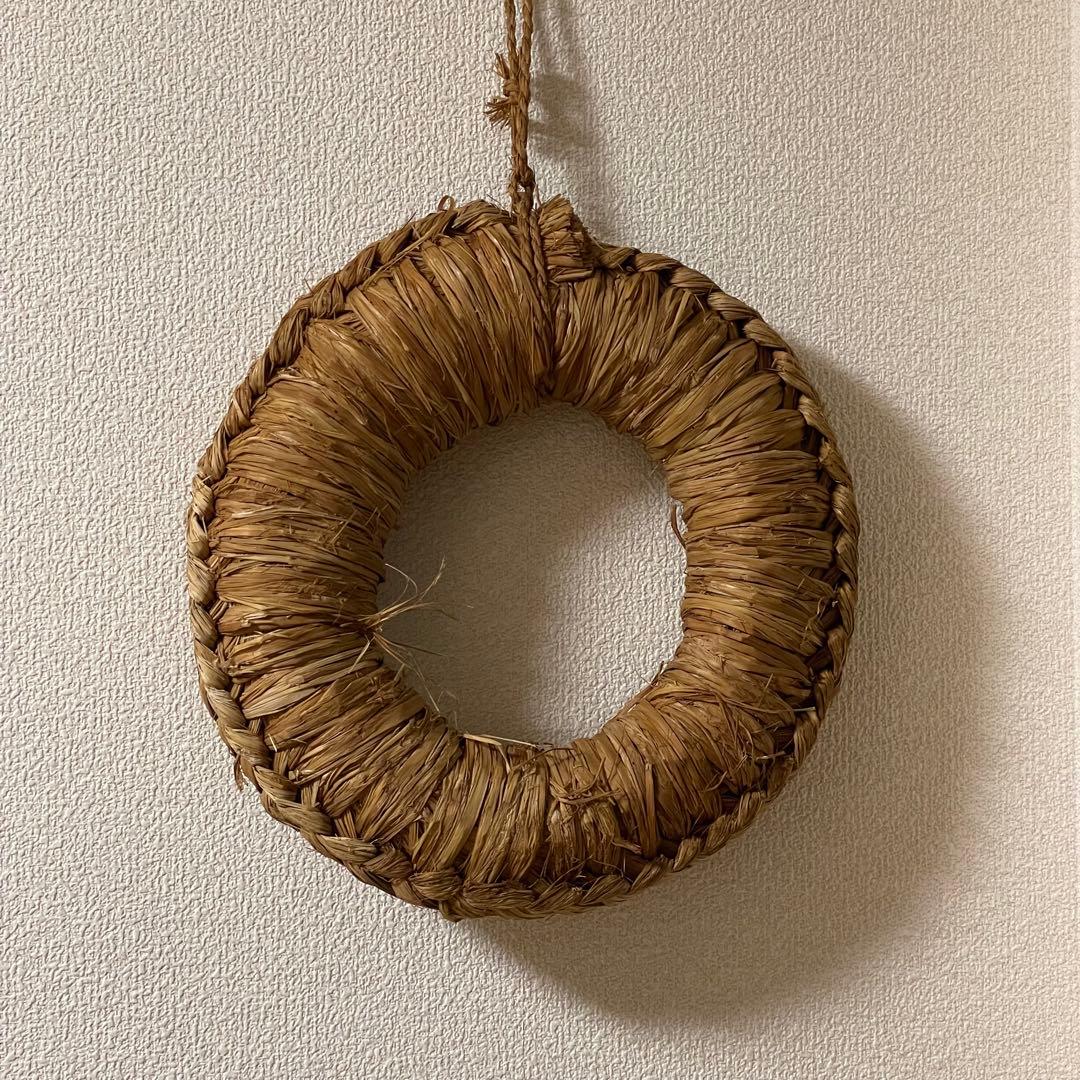 古くて大きな釜敷 釜敷 鍋敷 藁細工 わら製 農民美術 古道具