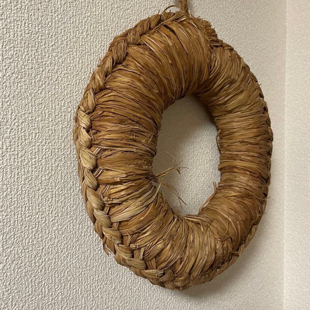 古くて大きな釜敷 釜敷 鍋敷 藁細工 わら製 農民美術 古道具