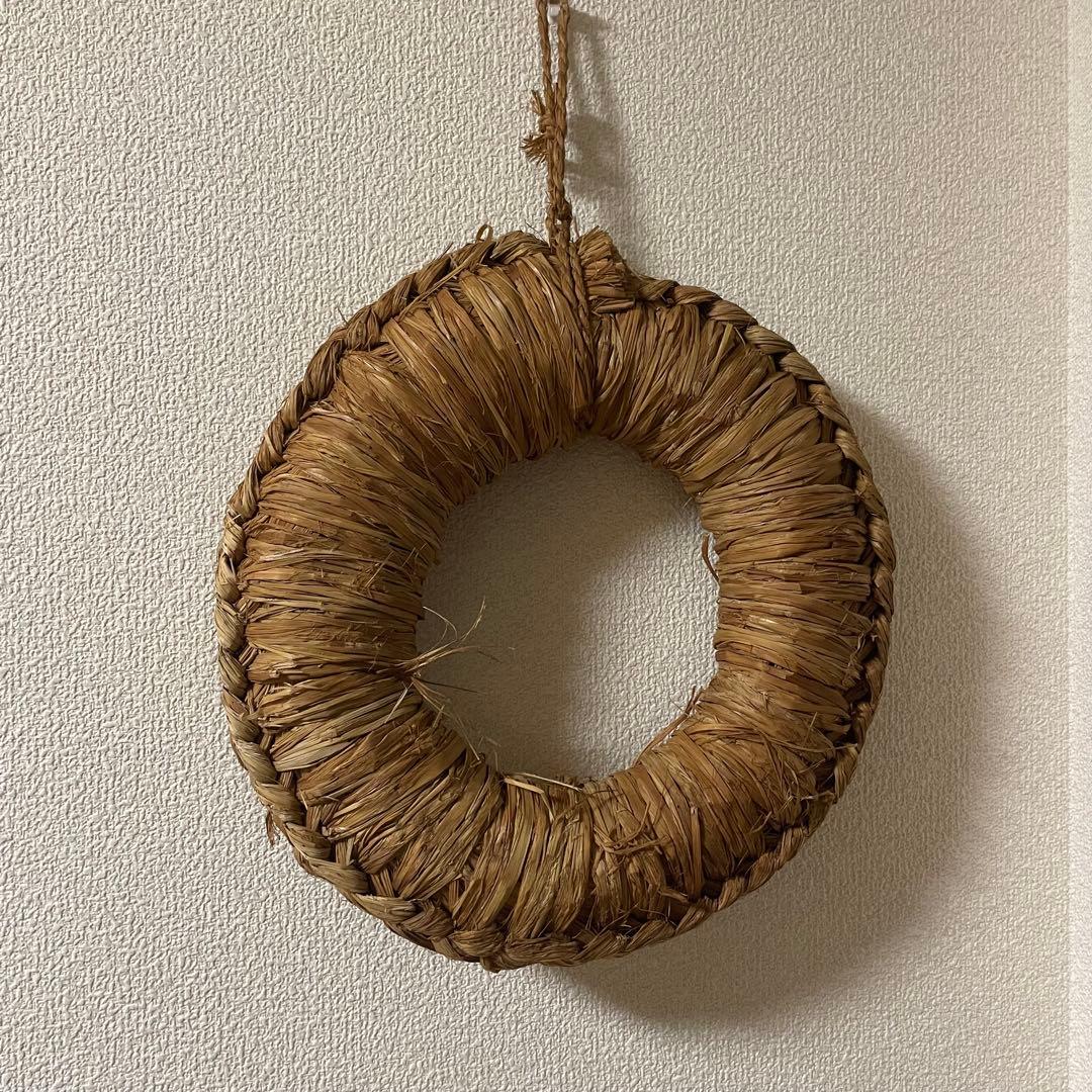 古くて大きな釜敷 釜敷 鍋敷 藁細工 わら製 農民美術 古道具