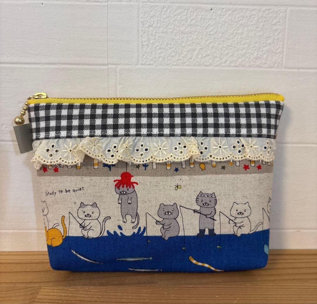 感謝価格　ユキエモン　猫柄　ポーチ　トートバッグ　巾着　ハンドメイド