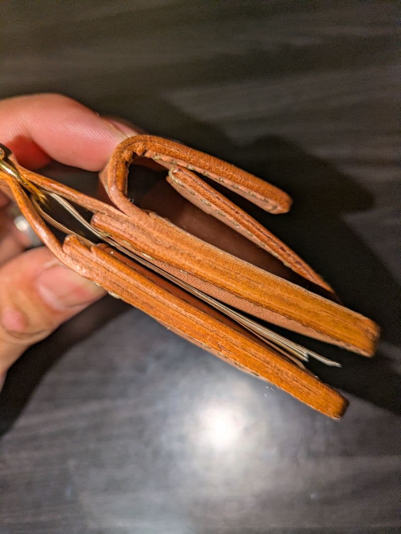 イタリアンレザー マネークリップ式 コンパクト財布 本革 総手縫い ハンドメイド