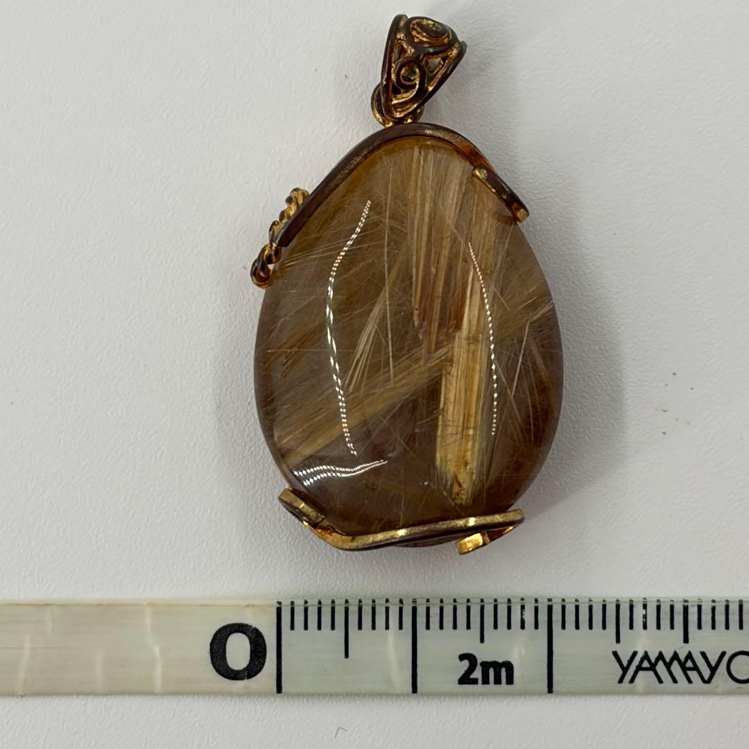 ルチルクォーツ ペンダントトップ ゴールドカラー 大粒 約3cm