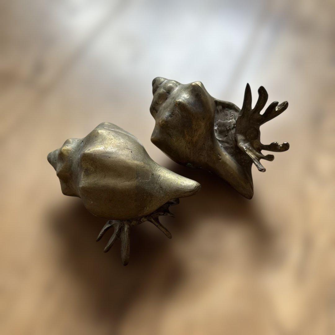 アンティーク　海洋生物デザインの金属製置物セット