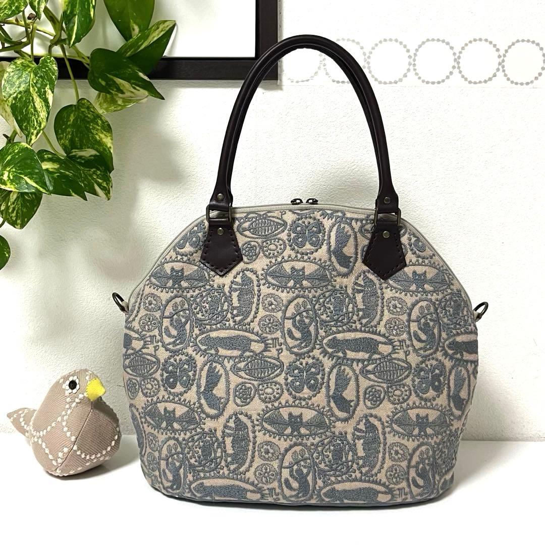 ミナペルホネン　ハンドメイドバッグ　楕円底ファスナーバッグ