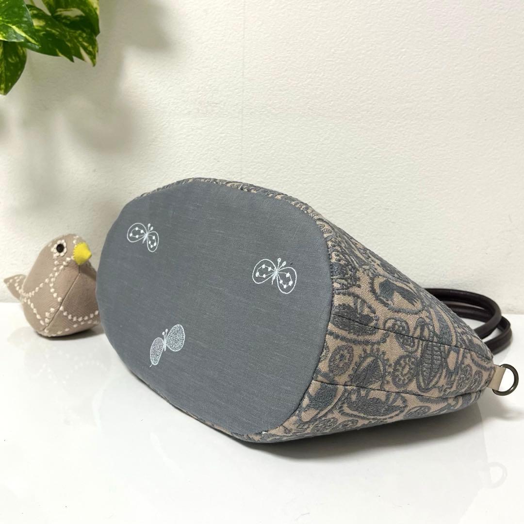 ミナペルホネン　ハンドメイドバッグ　楕円底ファスナーバッグ