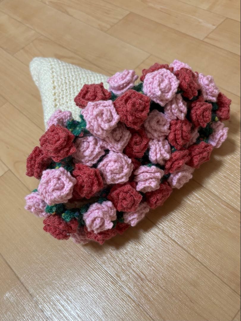 バラ　ブーケブランケット　フラワーブランケット　花束ブランケット　ピンク　赤