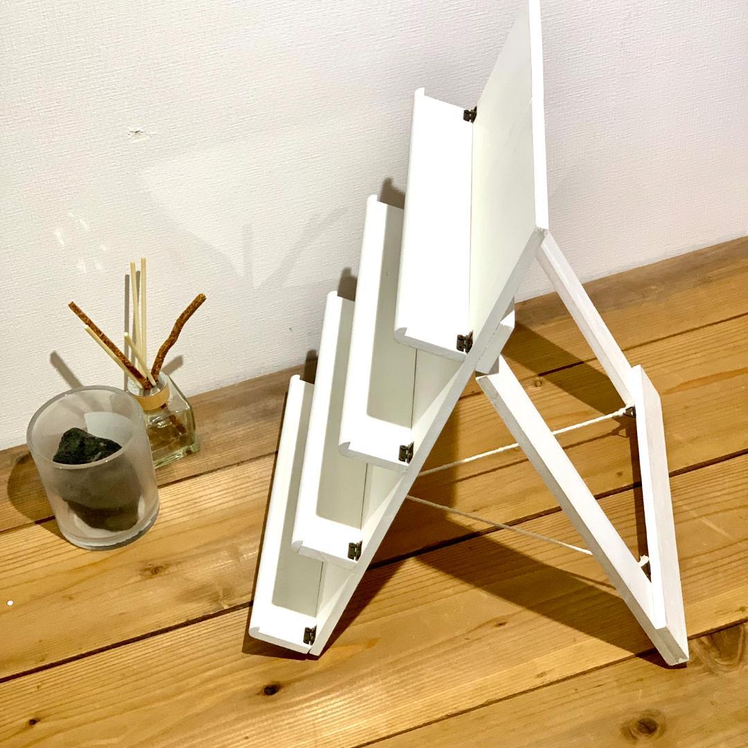 木製折りたたみ什器　傾斜ディスプレイ4段式　【オリタタムヤーツ】