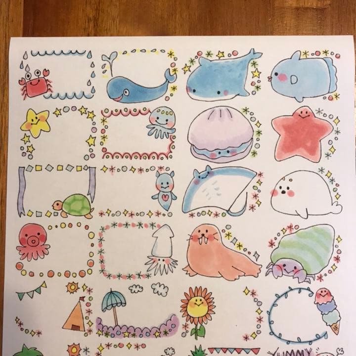 Xセット♡手描き ミニコメント フレークシール 海ver.確認用