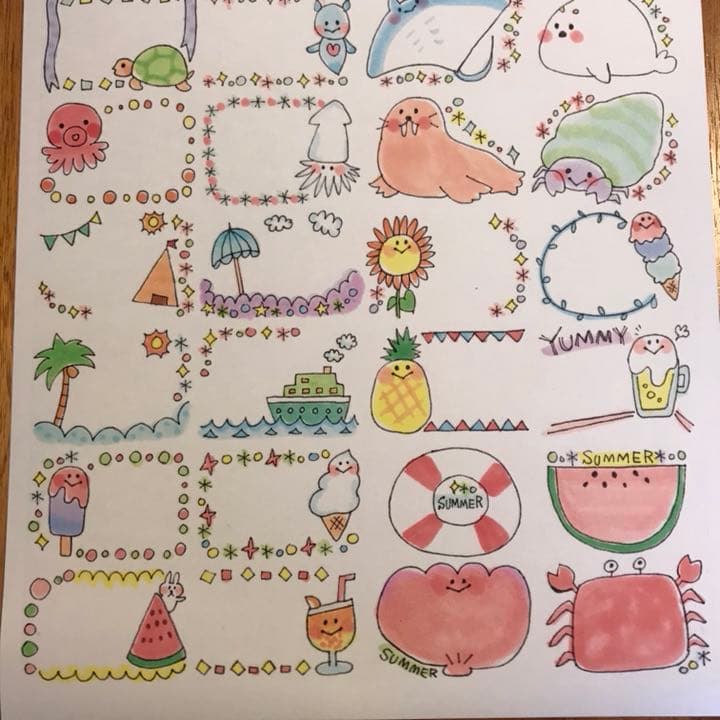 Xセット♡手描き ミニコメント フレークシール 海ver.確認用