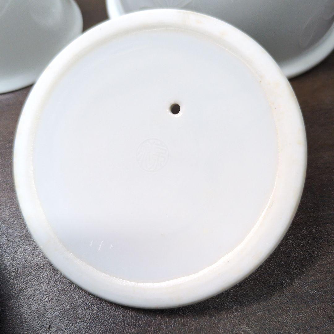 平安 京泉 作 白磁 蘭文 煎茶器揃(煎茶碗五客・湯冷まし・宝瓶) 共箱