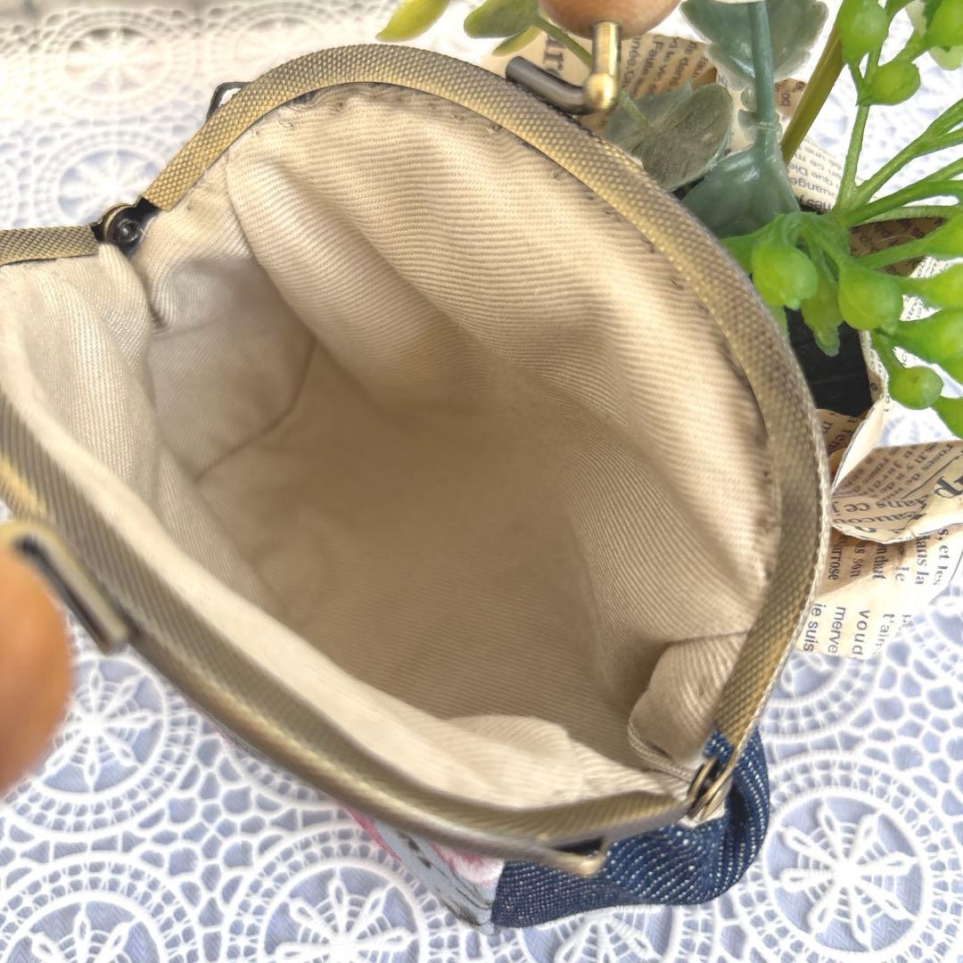 薔薇柄あおりがま口バッグ&がま口ポーチセット　ハンドメイド