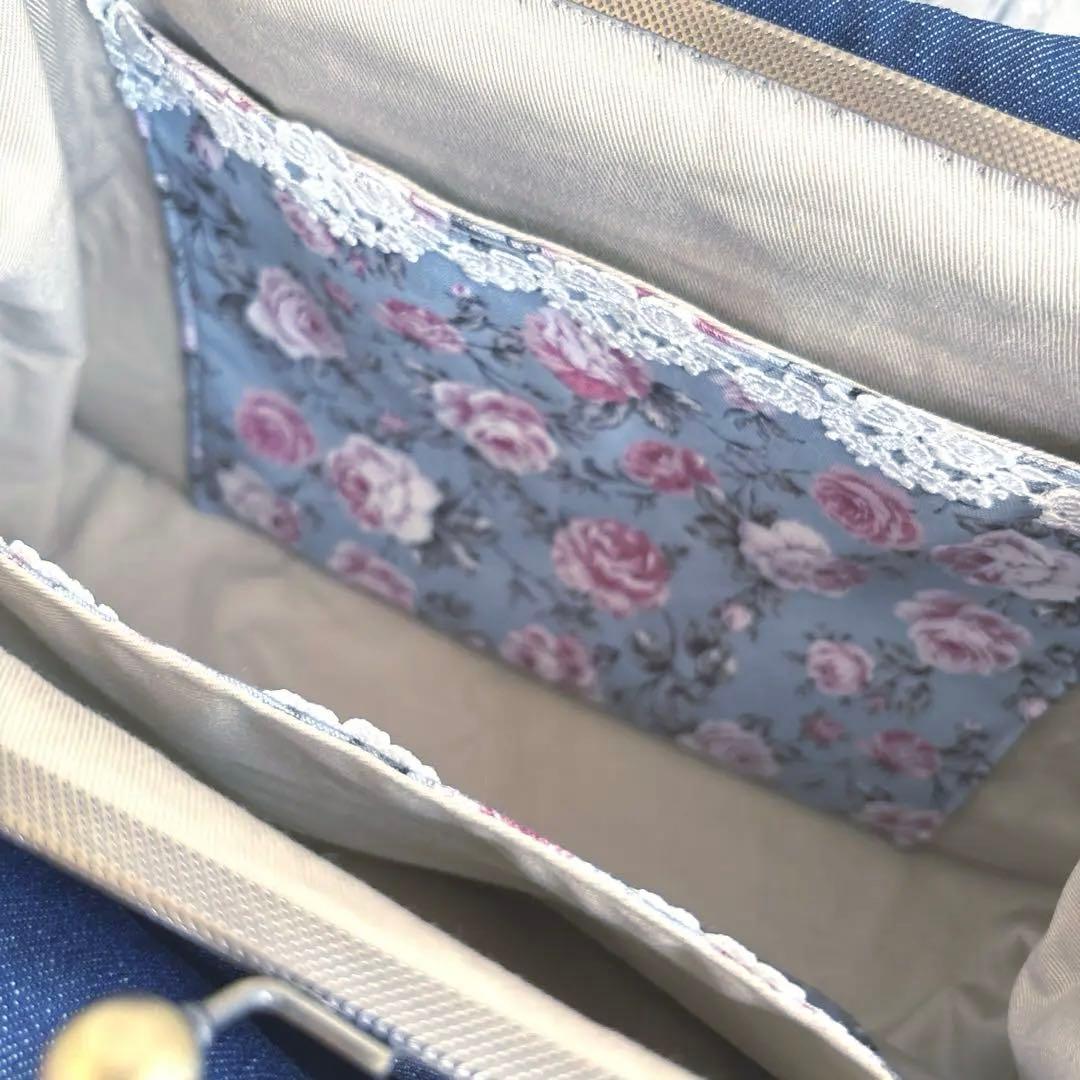 薔薇柄あおりがま口バッグ&がま口ポーチセット　ハンドメイド