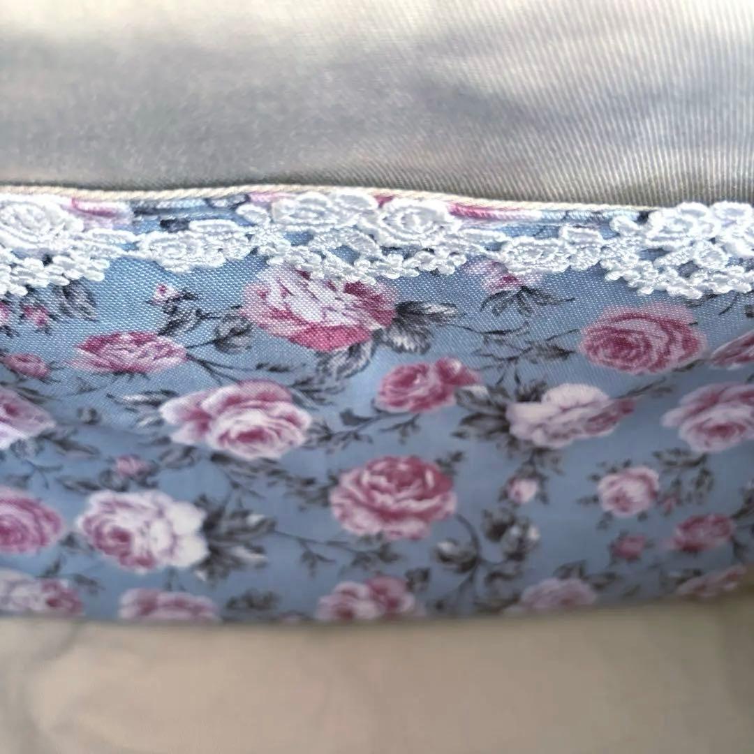 薔薇柄あおりがま口バッグ&がま口ポーチセット　ハンドメイド