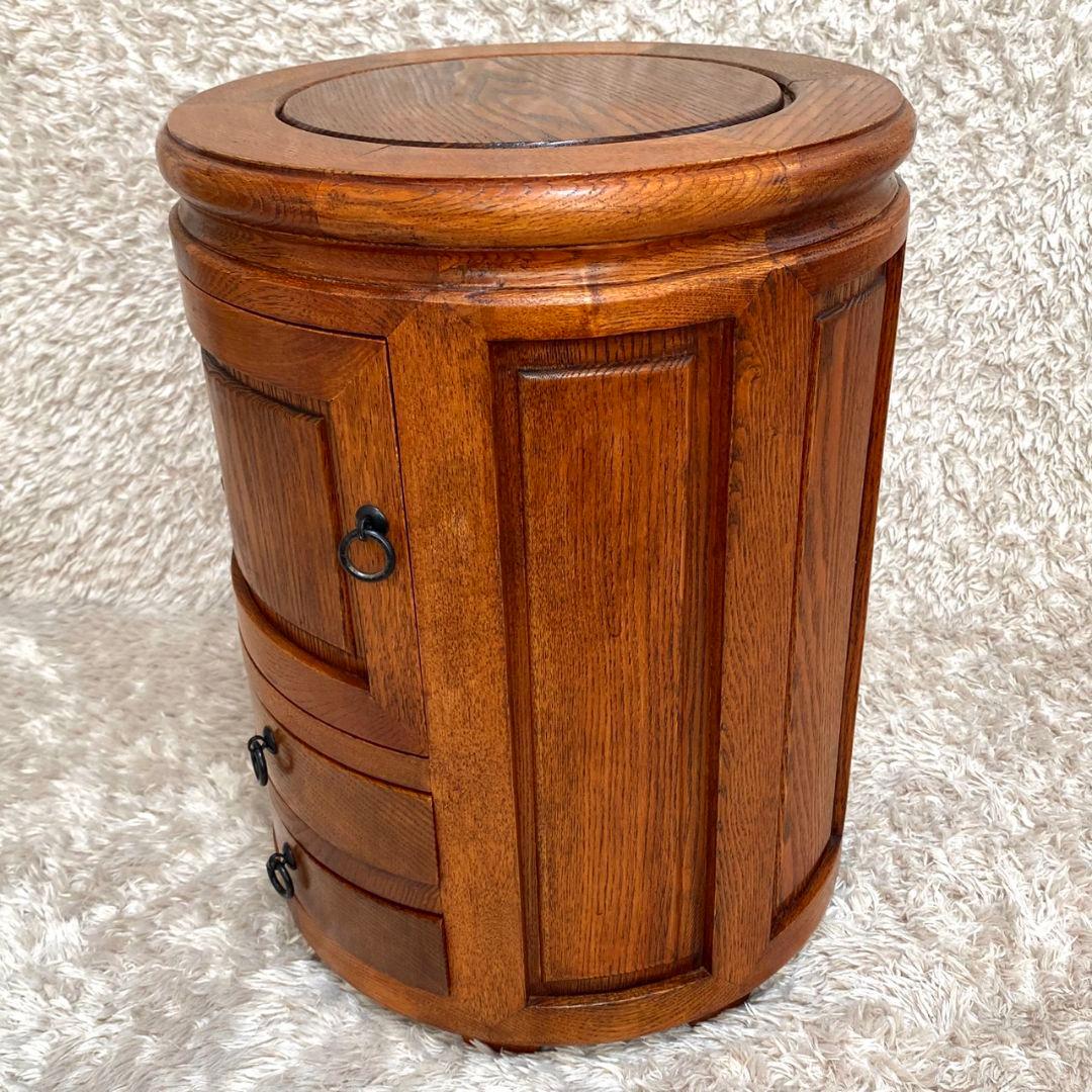 李朝家具✨丸型スツール 小物入れ テーブル アンティーク レトロ 椅子 チェアー