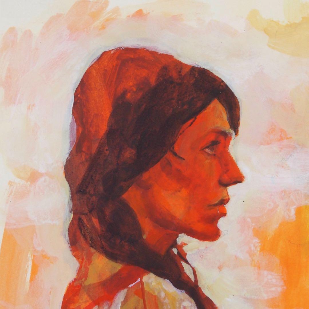 アクリル画 人物画 art 作品 イラスト アンティーク ラファエル前派 風