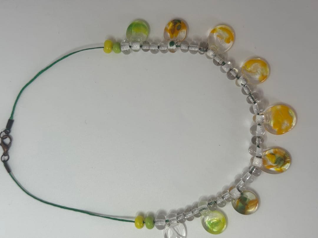 ハンドメイド ガラスビーズ ネックレス