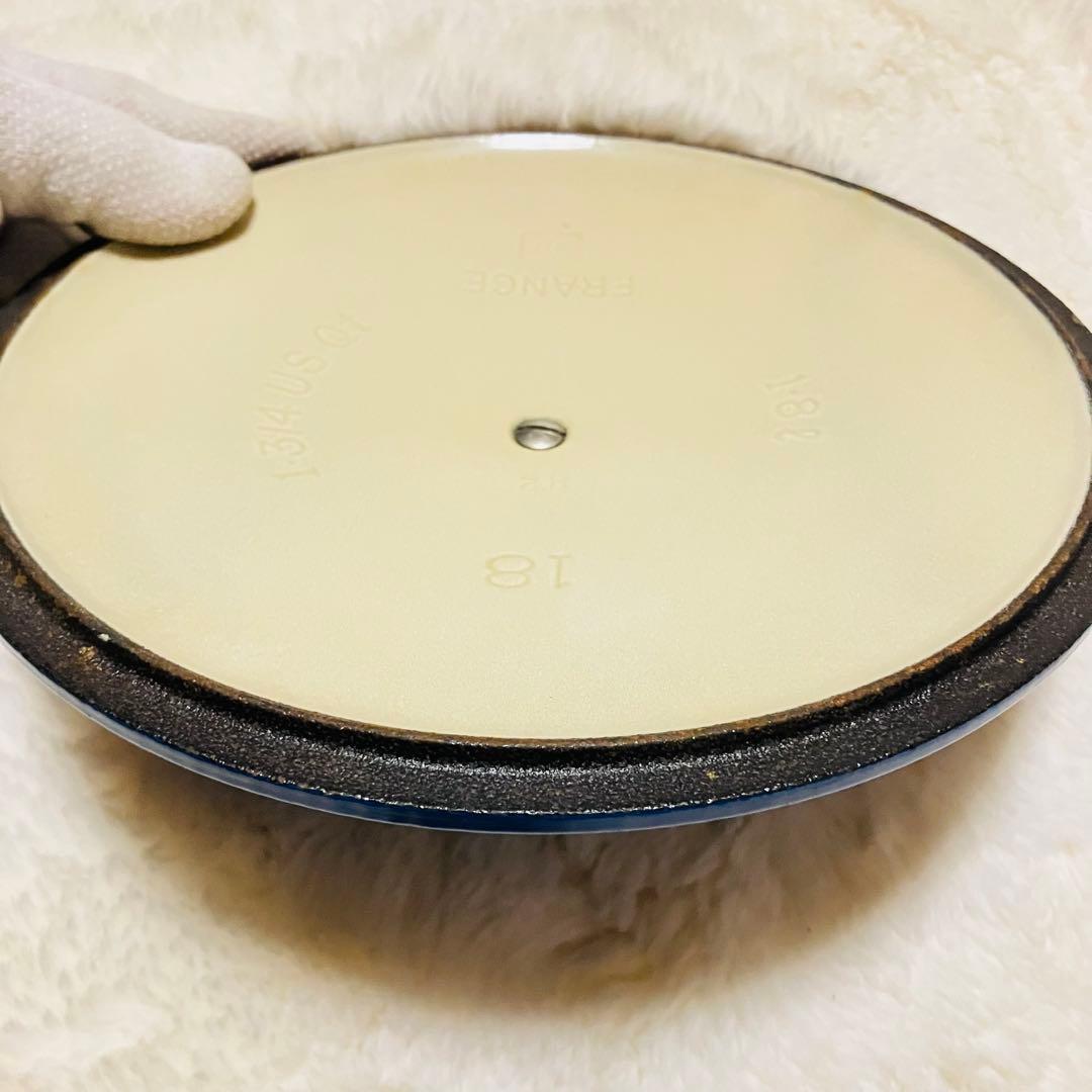 【LE CREUSET】ル・クルーゼ　18cm 両手鍋 ココットロンド　青