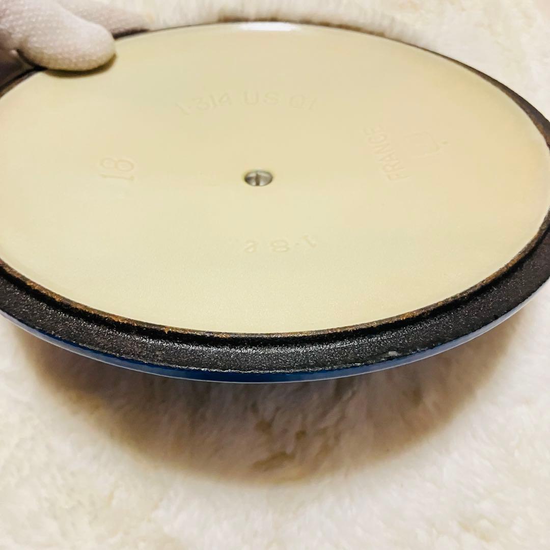 【LE CREUSET】ル・クルーゼ　18cm 両手鍋 ココットロンド　青