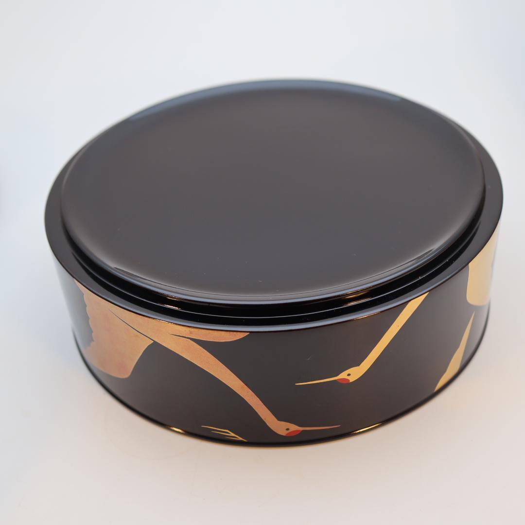 輪島塗　鶴蒔絵　三段重箱　丸型　丸重箱