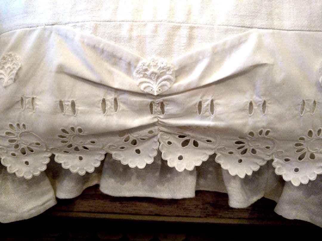 ※限定価格※フランスアンティーク　イニシャル刺繍　レース　クッションカバー