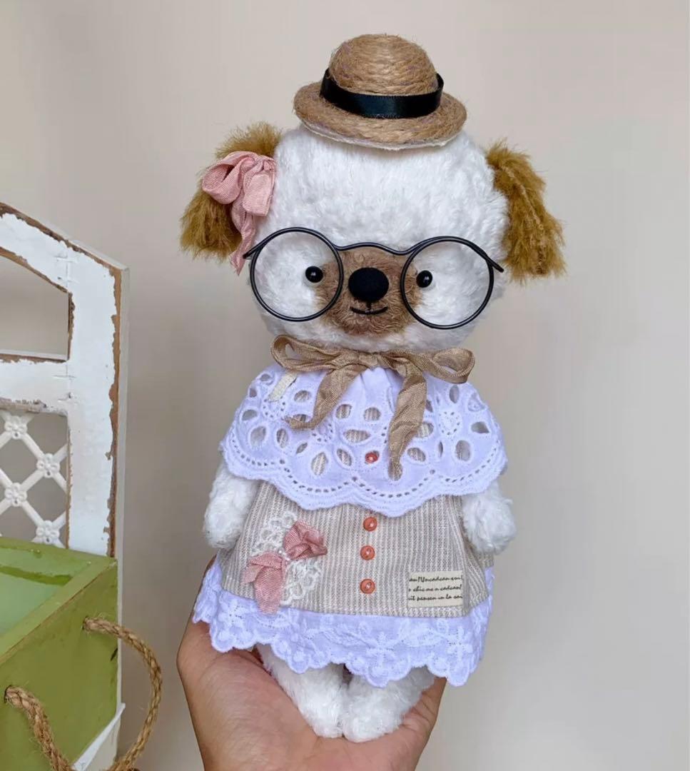 仔犬のリボンちゃん ぬいぐるみ アーティストベア ワンワン 海外作家様