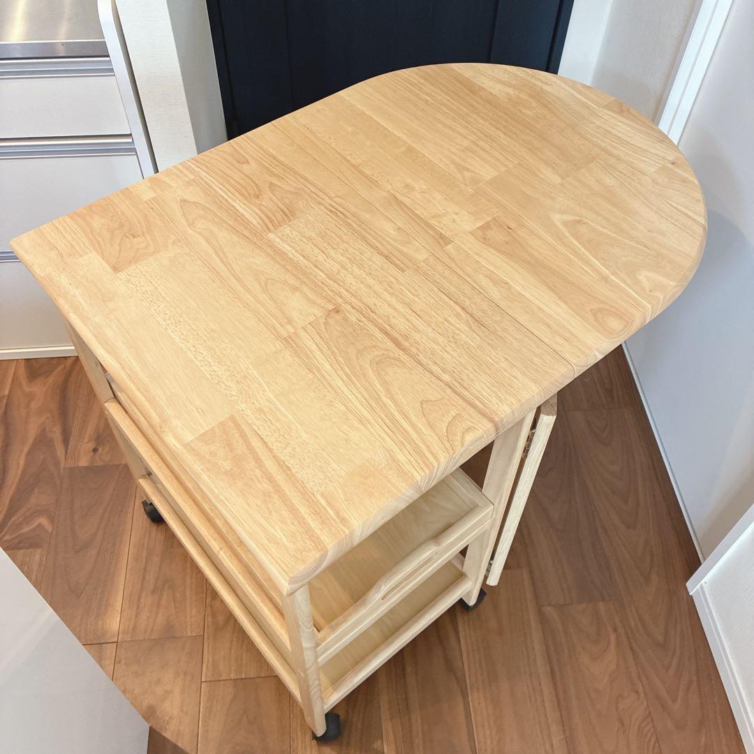 木製キッチンワゴン サイドテーブル バタフライ 折り畳み カントリー ナチュラル