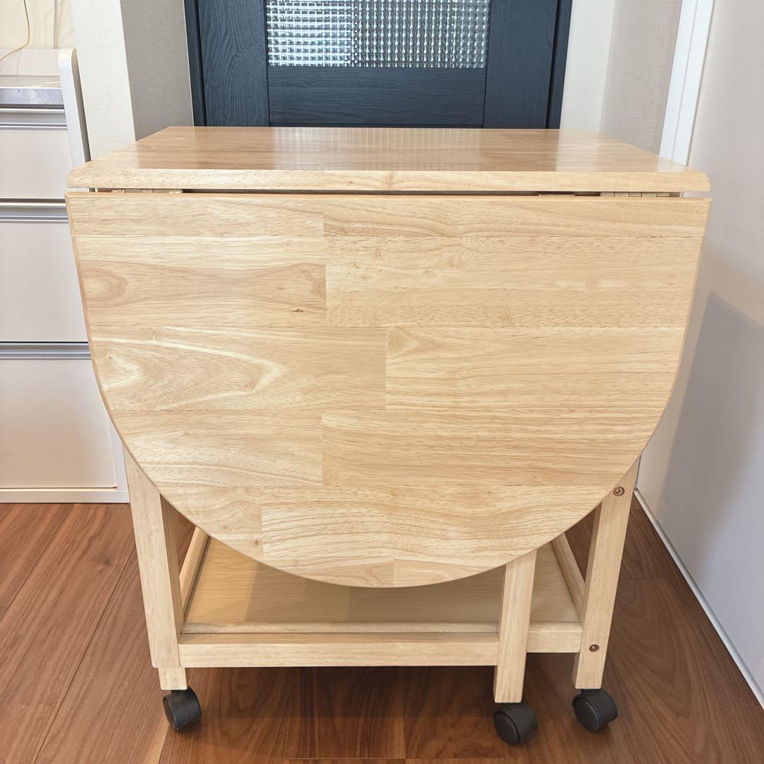 木製キッチンワゴン サイドテーブル バタフライ 折り畳み カントリー ナチュラル