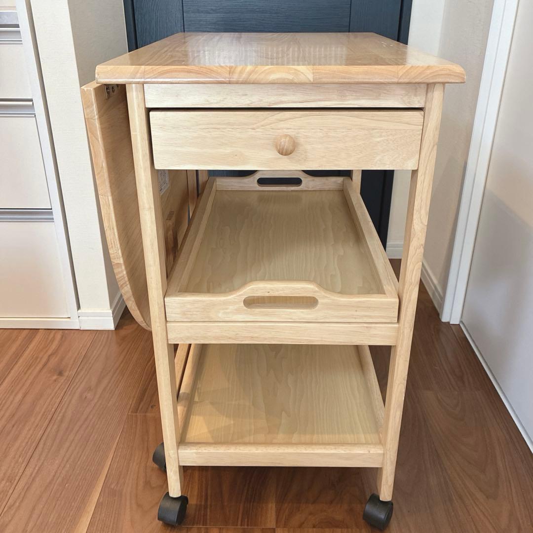 木製キッチンワゴン サイドテーブル バタフライ 折り畳み カントリー ナチュラル