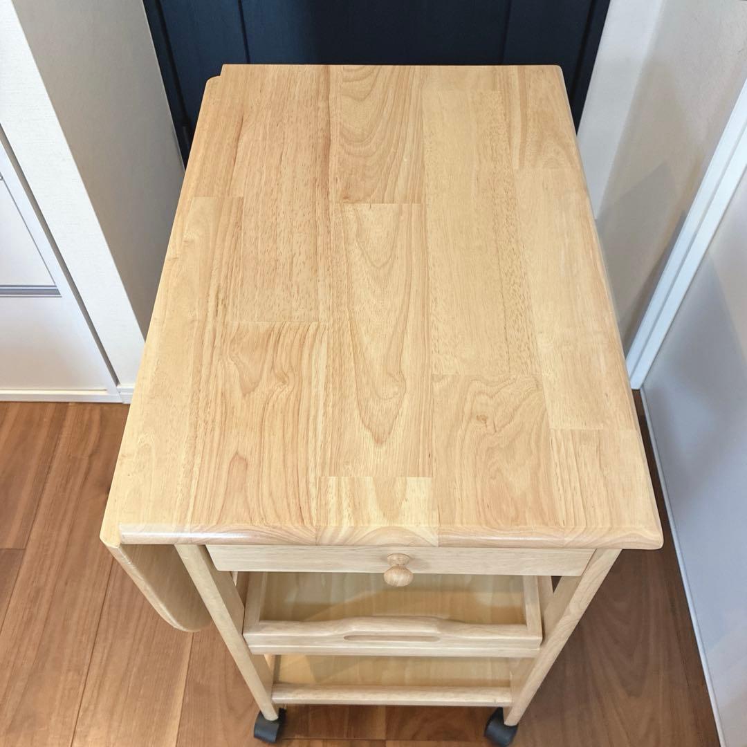 木製キッチンワゴン サイドテーブル バタフライ 折り畳み カントリー ナチュラル