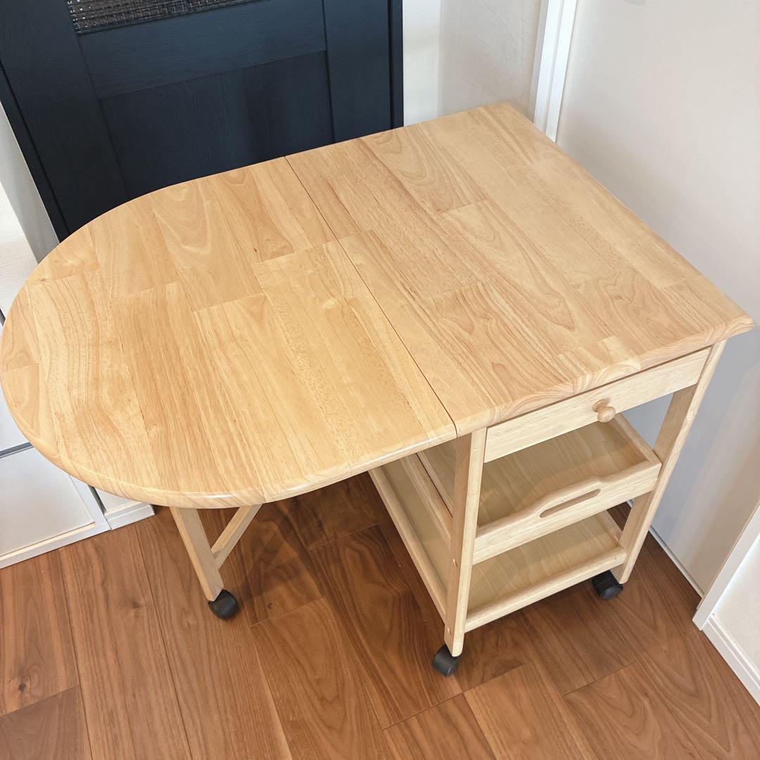 木製キッチンワゴン サイドテーブル バタフライ 折り畳み カントリー ナチュラル