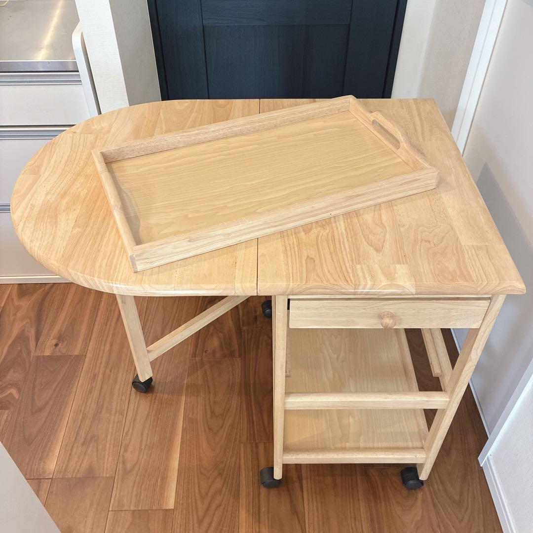 木製キッチンワゴン サイドテーブル バタフライ 折り畳み カントリー ナチュラル