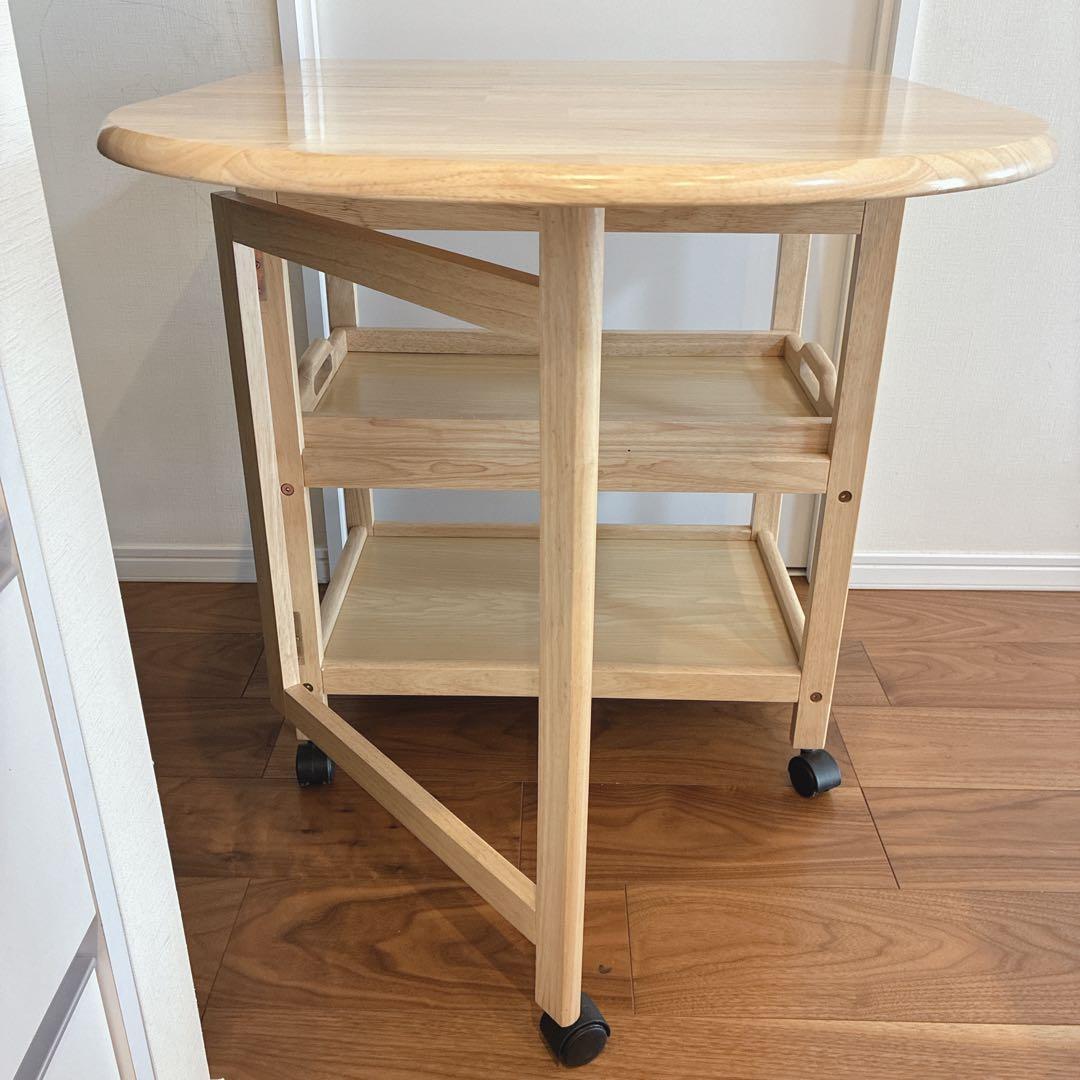 木製キッチンワゴン サイドテーブル バタフライ 折り畳み カントリー ナチュラル