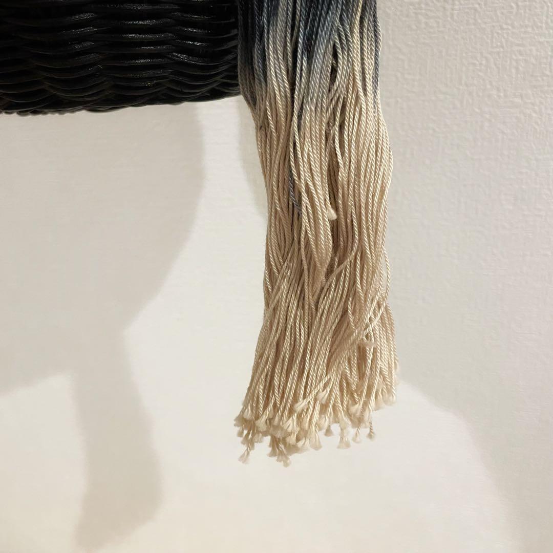 【美品】GALERIE DES BAINSかごバッグ ブラックラタン 巾着付き