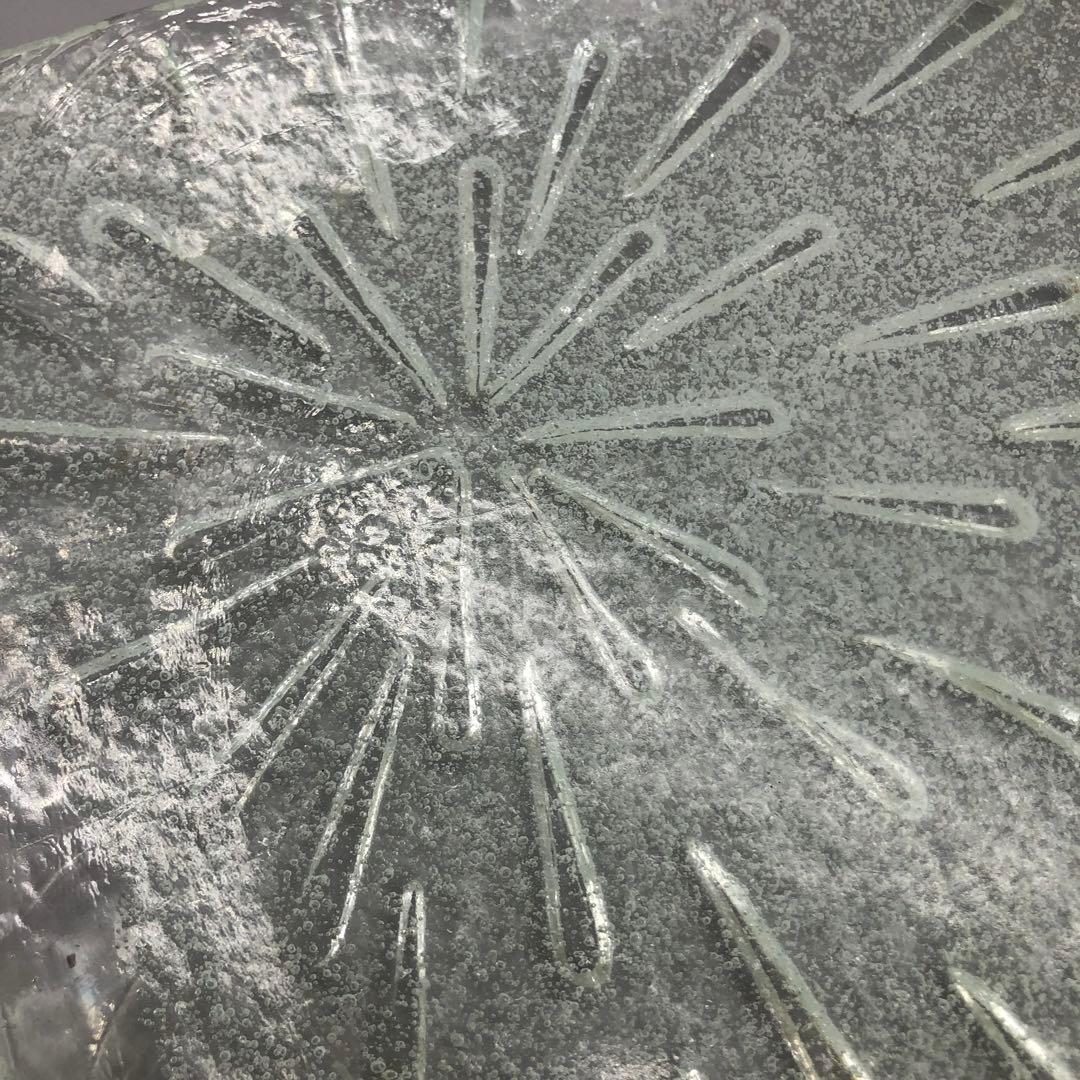 岩田工芸ガラス気泡放射線デザイン角皿プレート25cm昭和レトロビンテージ食器