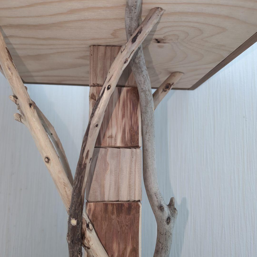 木と流木。カラフルデザインタイル　ローサイドテーブル。