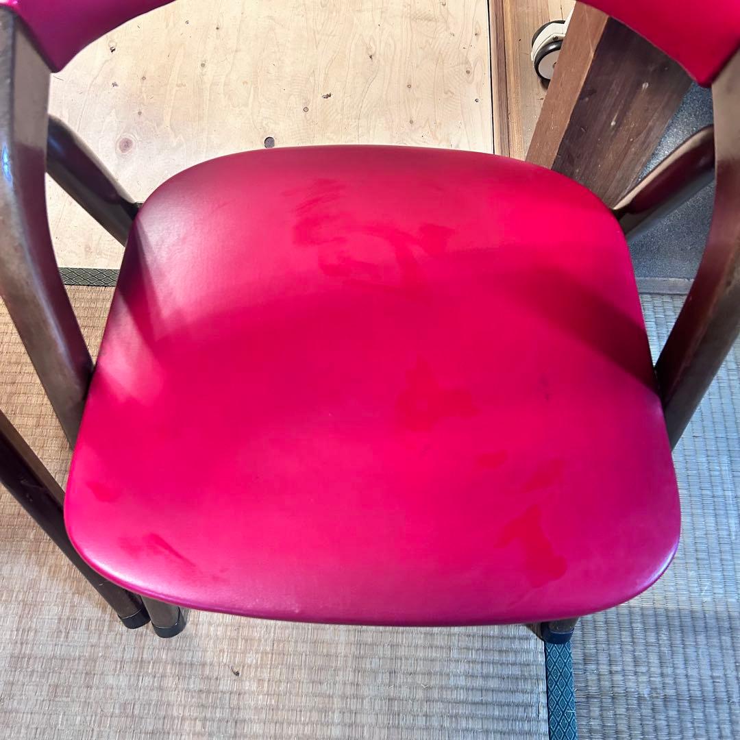 辻木工　曲木チェア 2脚セット 赤 レッド 木製 ダイニングチェア