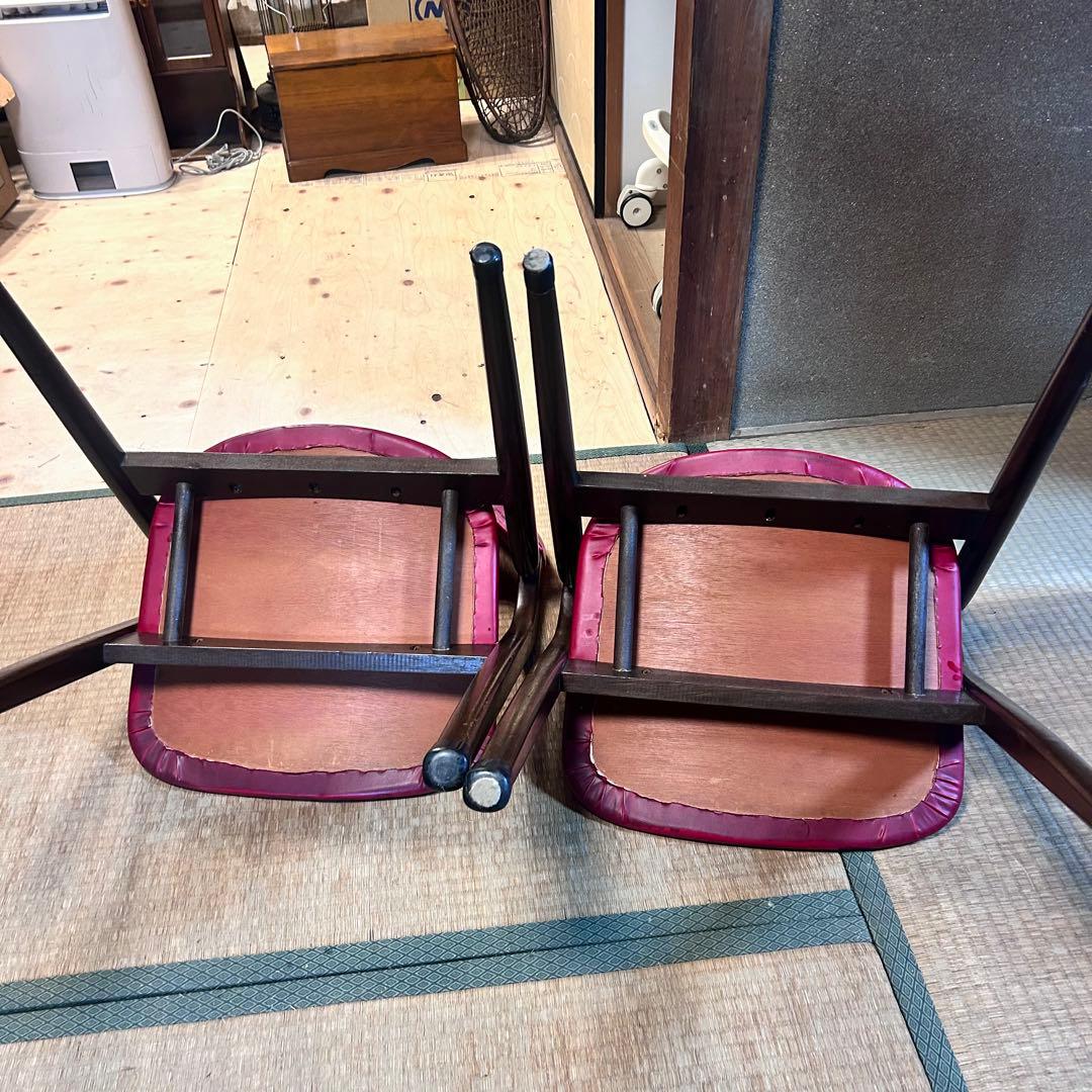 辻木工　曲木チェア 2脚セット 赤 レッド 木製 ダイニングチェア