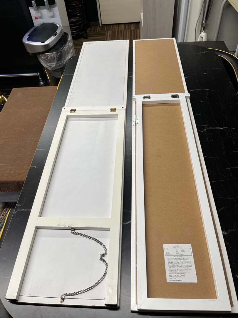 姿見（全身鏡）木目調 ブラックフレーム 2枚セット