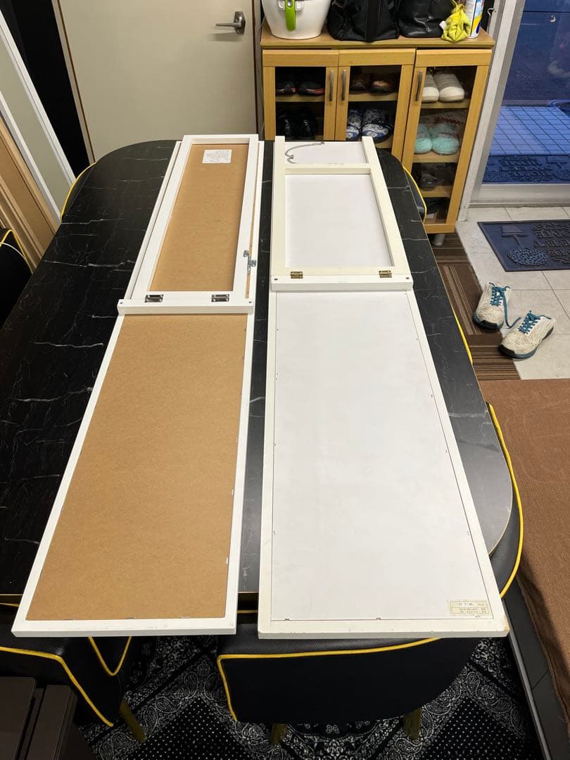 姿見（全身鏡）木目調 ブラックフレーム 2枚セット