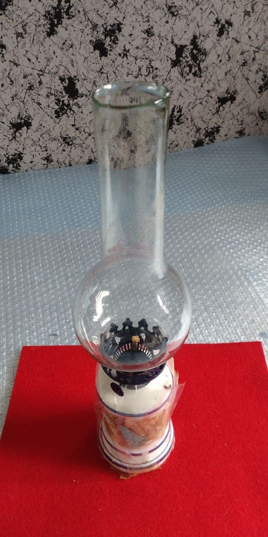 珍品 陶器ランプ　新芯付き　明治大正昭和＜税送料1780円込＞京都西陣の蔵出 !