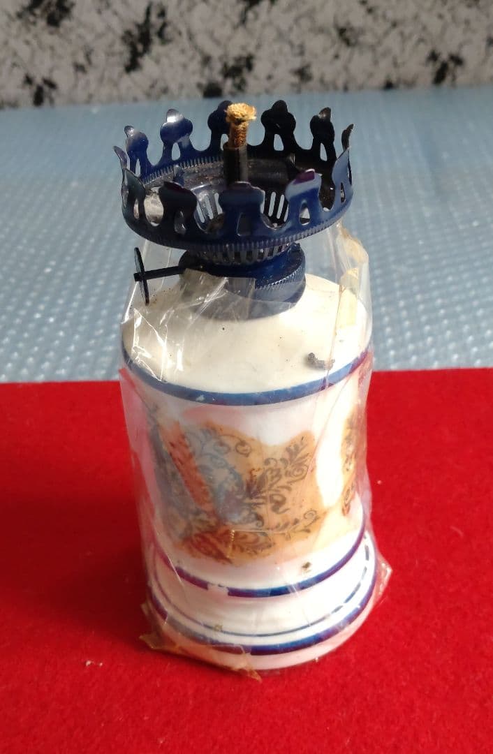 珍品 陶器ランプ　新芯付き　明治大正昭和＜税送料1780円込＞京都西陣の蔵出 !