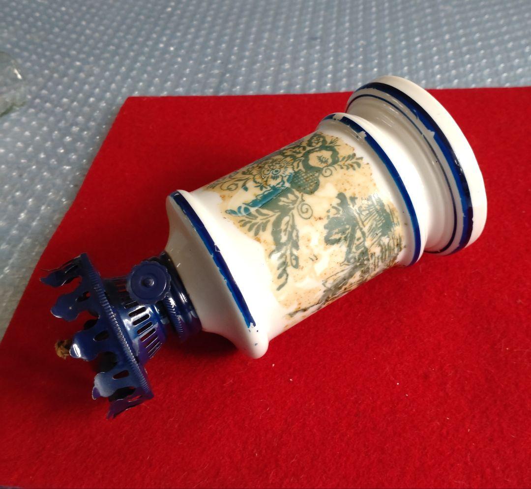 珍品 陶器ランプ　新芯付き　明治大正昭和＜税送料1780円込＞京都西陣の蔵出 !