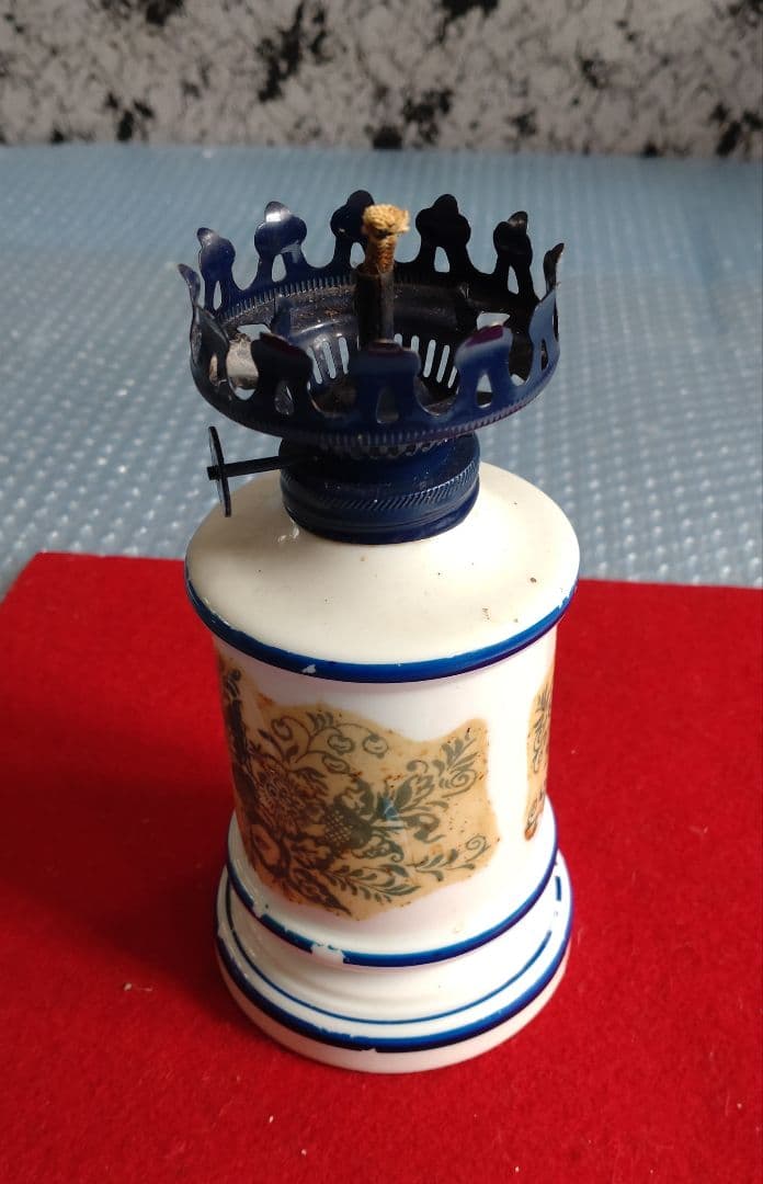 珍品 陶器ランプ　新芯付き　明治大正昭和＜税送料1780円込＞京都西陣の蔵出 !