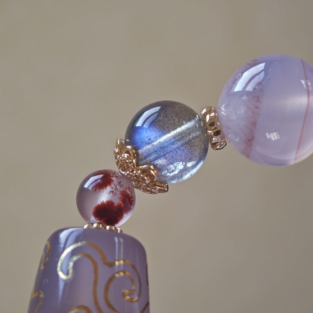 専用です♡金線　如意蓮天珠とシナバーインカルセドニーのブレスレット