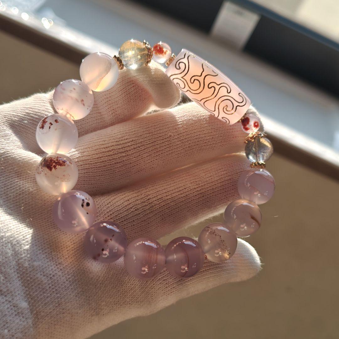 専用です♡金線　如意蓮天珠とシナバーインカルセドニーのブレスレット